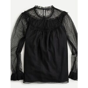 J Crew Womens Swiss Dot Sheer Blouse S Black Dark Romantic Whimsigoth Victorian‎